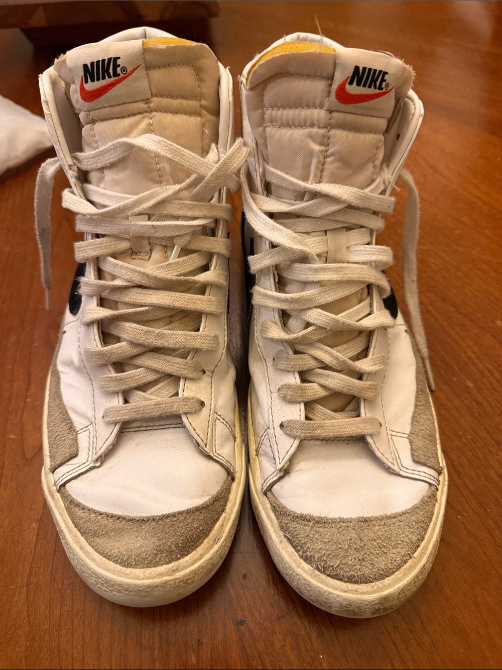 Nike Men’s White, Beige & Black High-Top Sneakers